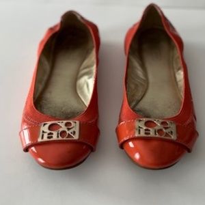 (2 for $45) Coach slip on flat orange with gold buckle size 6